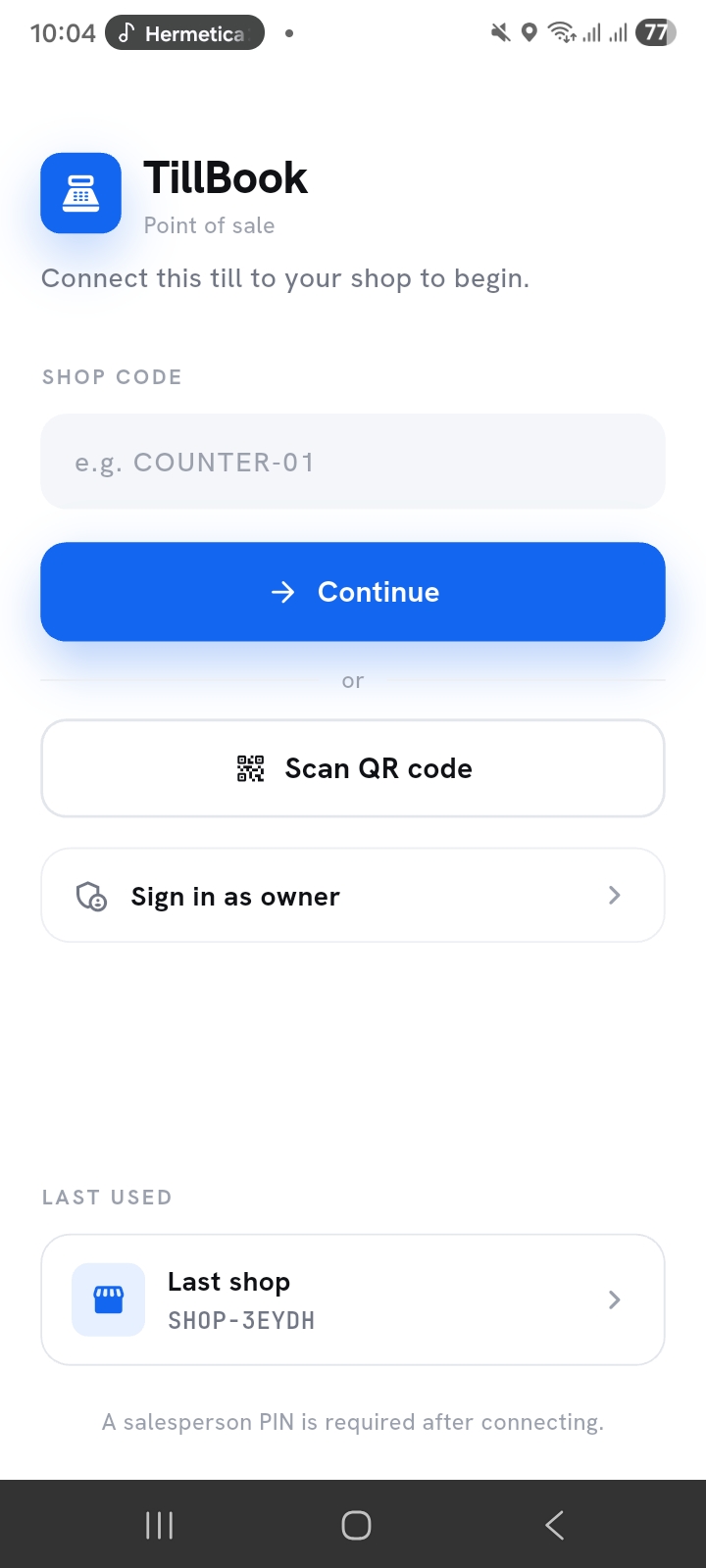 Connect this till to your shop screen